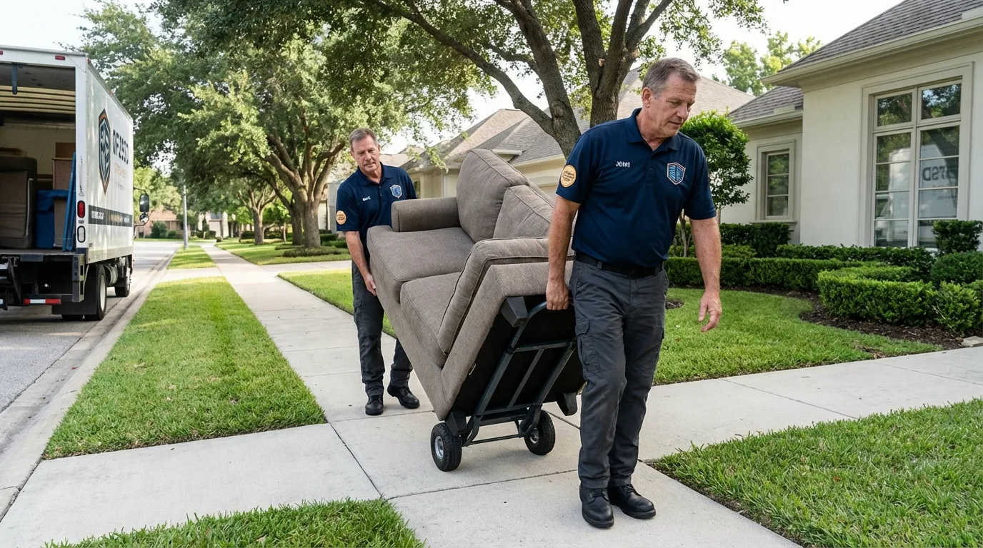 Local residential moving crew loading furniture in Lee, NH